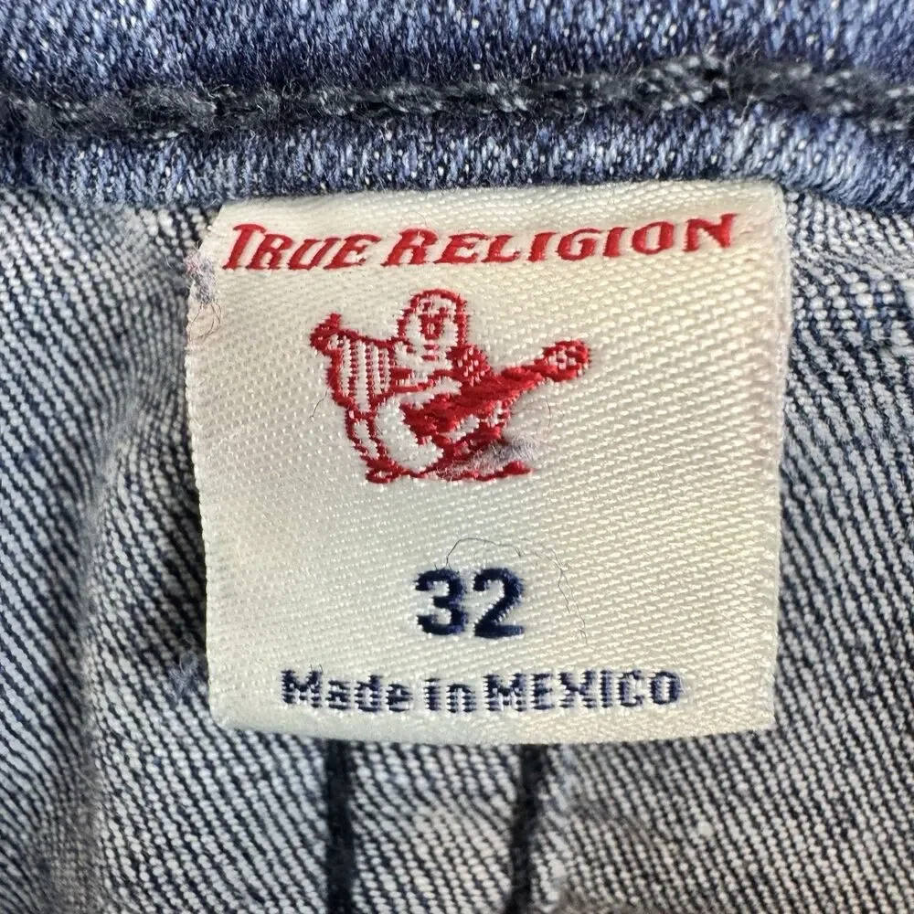 True Religion Ricky Jeans Men's 32 NWT Relaxed Straight Grgd Offset Blue Denim